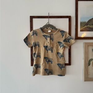 EUC Kate Quinn Brown Boxy Henley Highland Cow 3T